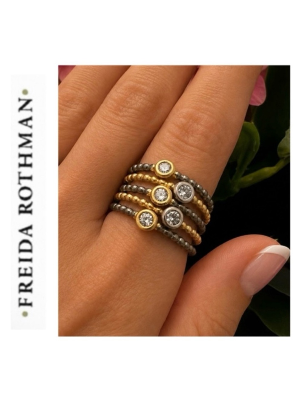 Freida Rothman Sterling Silver Signature Cityscape Wire 5- Stack Ring